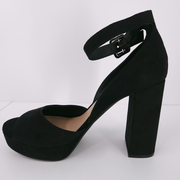 Wild Pair Reemaa Black Wedge Ankle Strap Open Toe Block Heels Womens 7.5 M - Picture 7 of 16